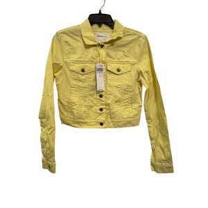 BCBGeneration Womens Yellow Cropped Denim Jacket Size S
